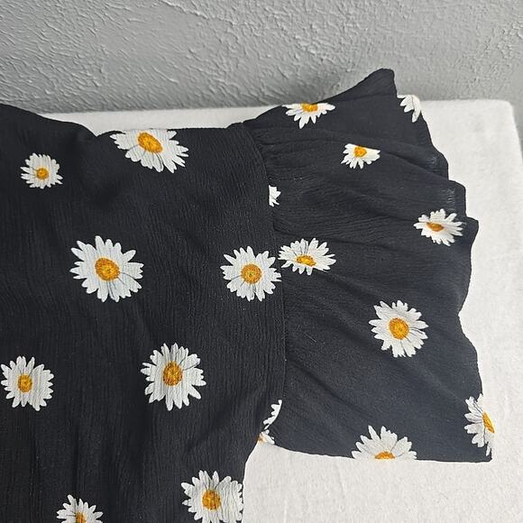 7th‎ Ray Open Front Cardigan Small Oversized Black Daisy Grunge 90s Beach Boho - Picture 4 of 7